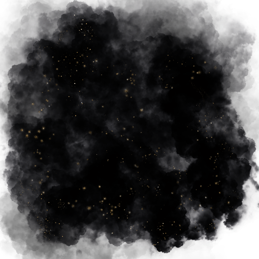 Black Grey Smoke Cloud With Gold Glitter